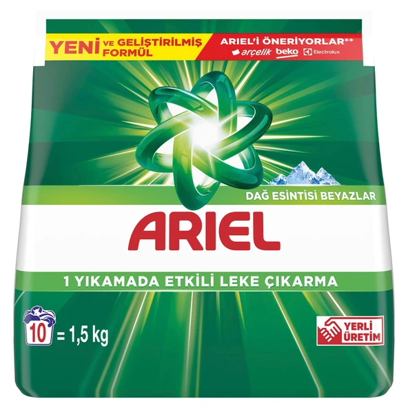 Ariel Dağ Esintisi 1,5 Kg AquaPudra Toz Çamaşır Deterjanı (6'li Paket) ürün görseli 1