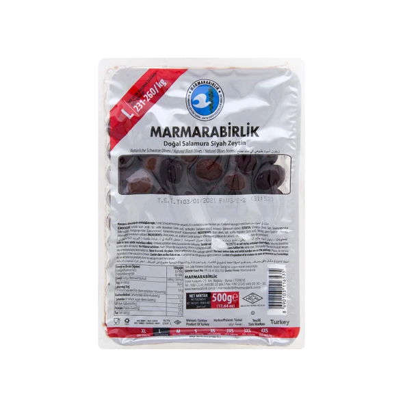 Marmarabirlik Hiper Zeytin 500 G 231 - 260 Ad/Kg (5'li Paket) ürün görseli 1