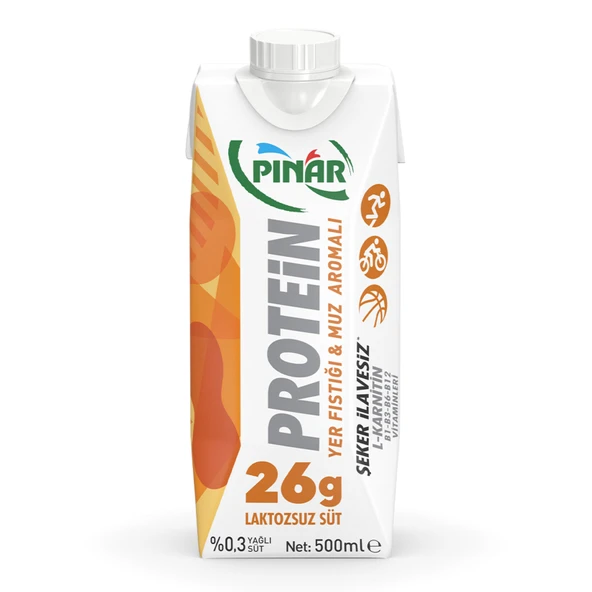 Pınar Protein Yer Fıstığı & Muz Aromalı Süt 500 ml (5'li Paket) ürün görseli 1