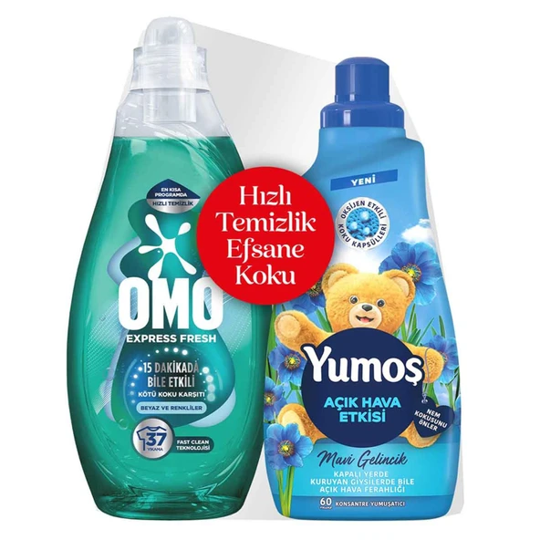 Omo Express Kötü Koku 1480 Ml + Yumoş Açık Hava 1440 Ml (2'li Paket) ürün görseli 1
