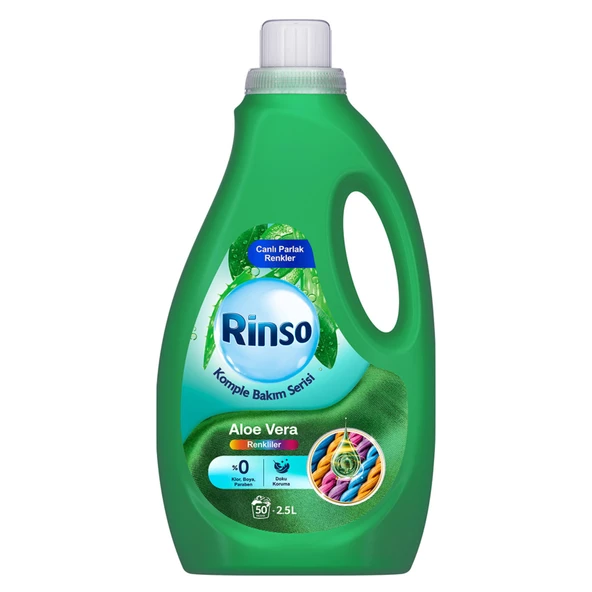 Rinso Sıvı Çamaşır Deterjanı Komple Bakım Serisi Aloe Vera Renkliler İçin 2.5 L (8'li Paket) ürün görseli 1