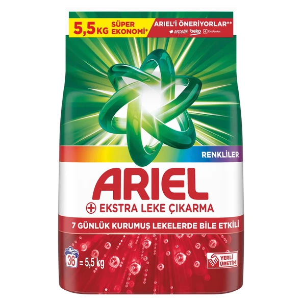 Ariel OXI 5,5 Kg Renklilere Özel AquaPudra Toz Çamaşır Deterjanı (8'li Paket) ürün görseli 1