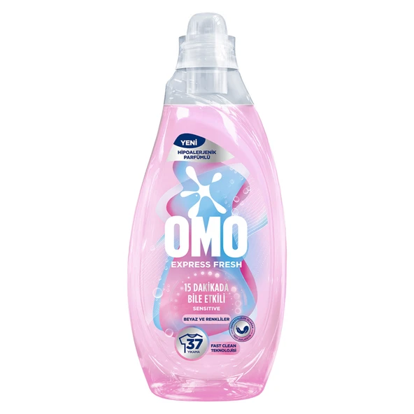 Omo Express Fresh Sensitive Beyaz ve Renkliler Sıvı Çamaşır Deterjanı 1480 Ml (8'li Paket) ürün görseli 1