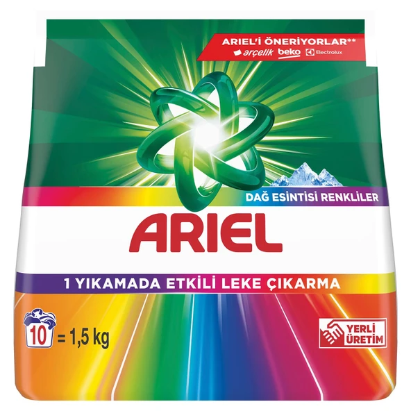 Ariel Dağ Esintisi Renklilere Özel 1,5 kg AquaPudra Toz Çamaşır Deterjanı (7'li Paket) ürün görseli 1