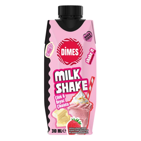 Dimes Milkshake Vanilya Beyaz Çikolata Aromalı Çilekli 310 Ml (6'li Paket) ürün görseli 1