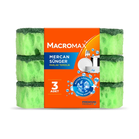Macromax Mercan Sünger 3'lü (5'li Paket) ürün görseli 1