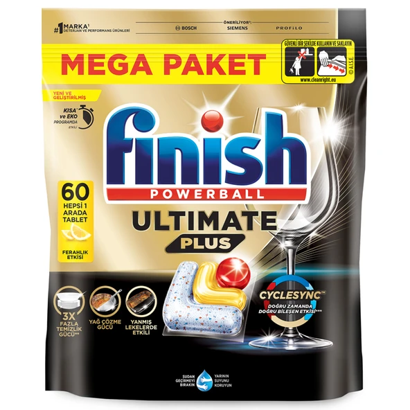 Finish Ultimate Plus Limon 60 Tablet (8'li Paket) ürün görseli 1