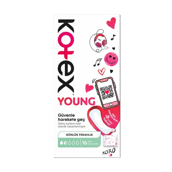 Kotex Young Günlük Ped 16'lı (7'li Paket) ürün görseli 1