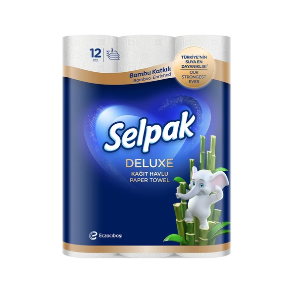 Selpak Deluxe Bambu Katkılı Havlu 12'li (3'li Paket) ürün görseli 1