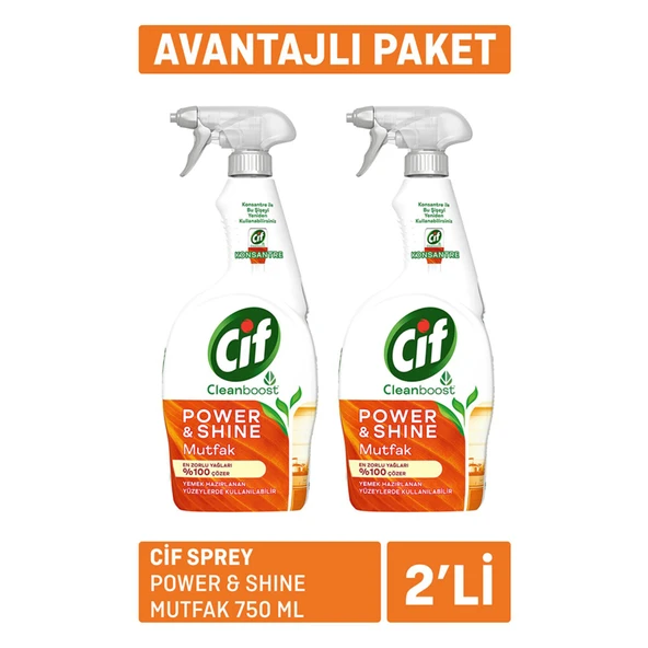 Cif Sprey Power & Shine Mutfak 2 x 750Ml (8'li Paket) ürün görseli 1