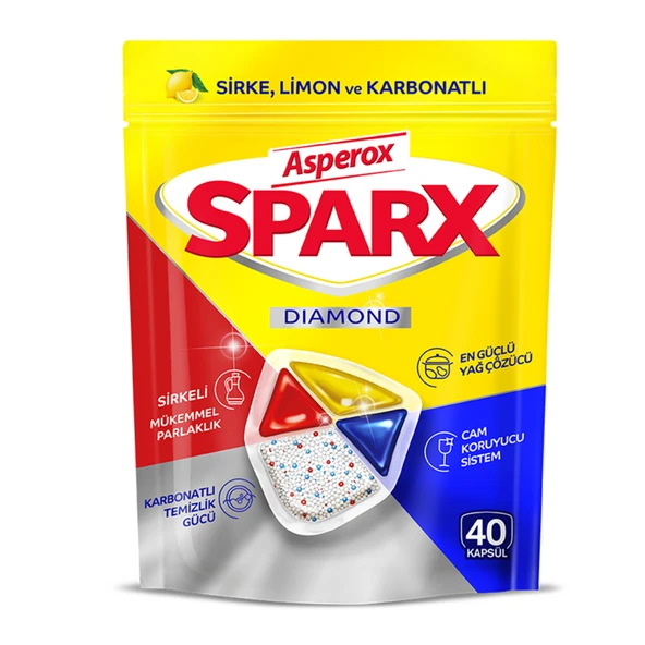 Asperox Sparx Diamond Bulaşık Makinesi Kapsülü 40'lı 468 G (8'li Paket) ürün görseli 1