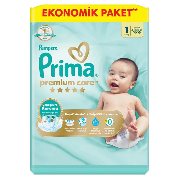 Prima Premium Care Ekonomik Yenidoğan 2-5 Kg 70 Adet (7'li Paket) ürün görseli 1