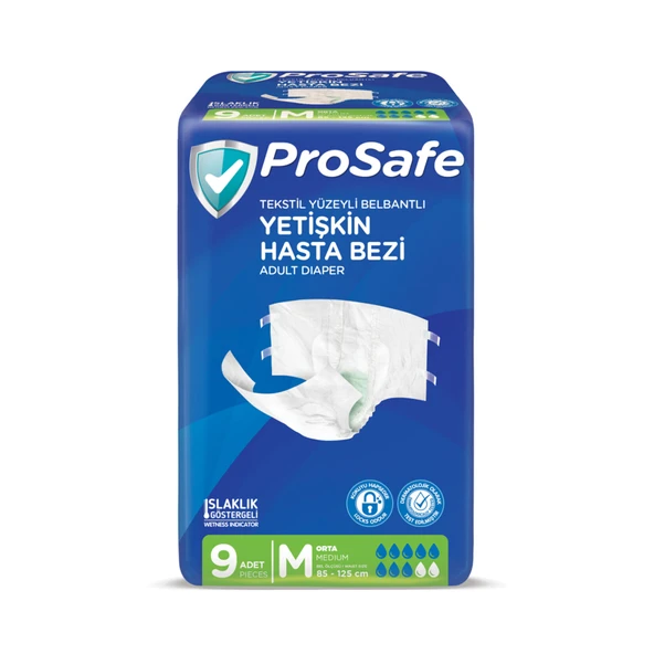 Prosafe Belbantlı Hasta Bezi Orta 9'lu (8'li Paket) ürün görseli 1