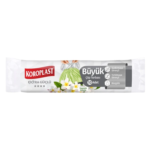 Koroplast Büzgülü Çöp Torbası Yasemin Kokulu Büyük Boy 10’lu (7'li Paket) ürün görseli 1
