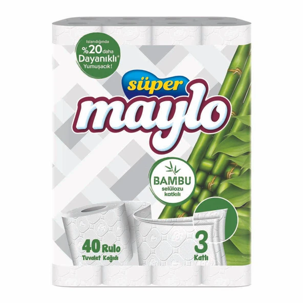 Süper Maylo Bambu Katkılı Tuvalet Kagıdı 40'lı (8'li Paket) ürün görseli 1