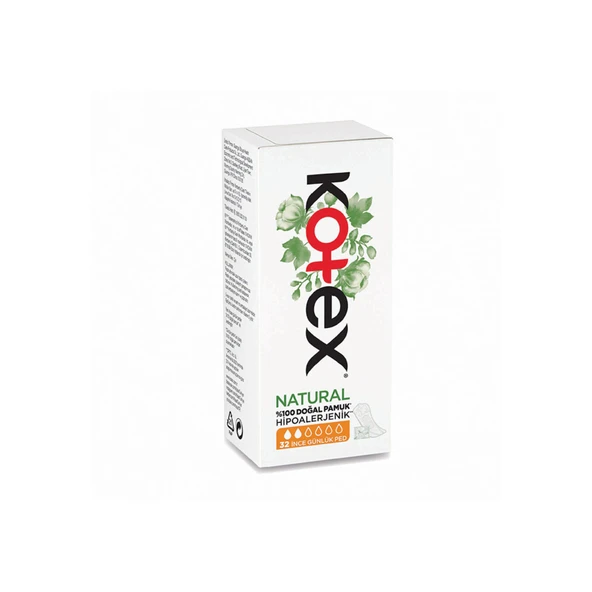 Kotex Natural İnce Günlük Ped 32'li (6'li Paket) ürün görseli 1