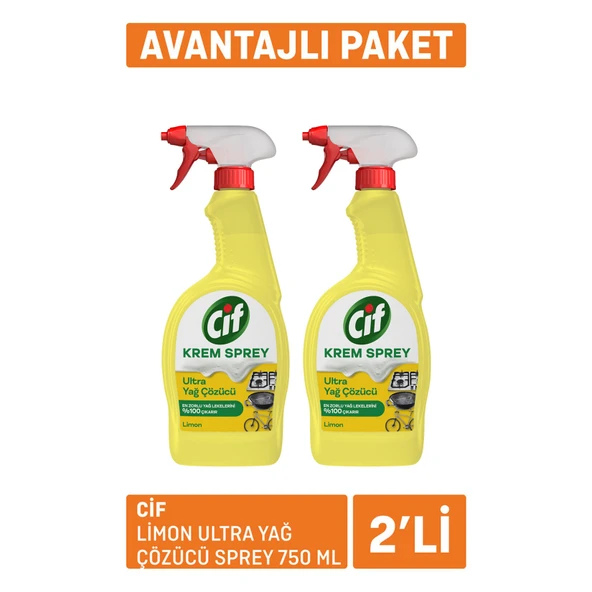 Cif Limon Ultra Yağ Çözücü Sprey 2 x 750 Ml (6'li Paket) ürün görseli 1