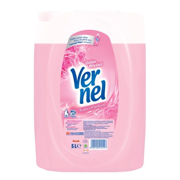 Vernel Çamaşır Yumuşatıcısı 5L (50 Yıkama) Gülün Büyüsü (8'li Paket) ürün görseli 1