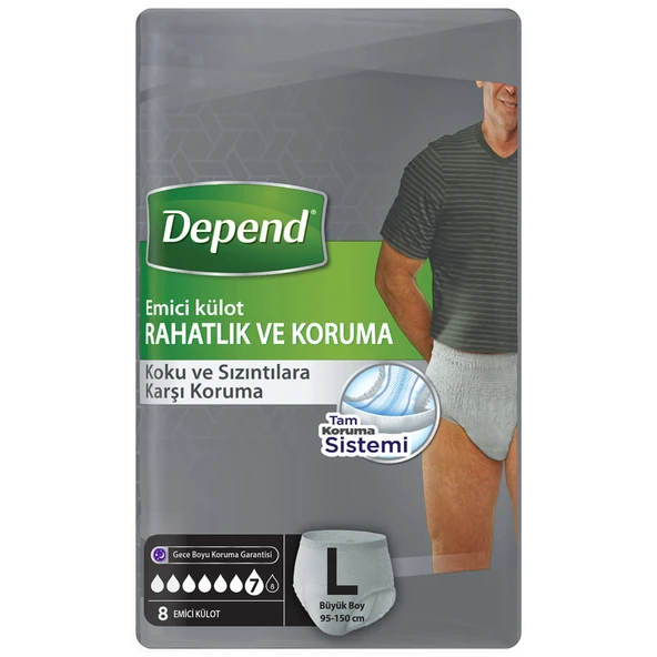 Depend Emici Külot Erkek Büyük 8'li (7'li Paket) ürün görseli 1