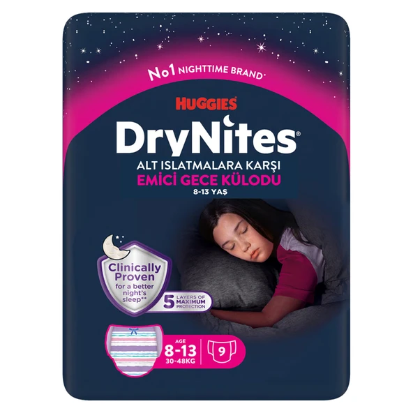 Huggies Drynites Gece Külodu Kız 8-13 Yaş 9'lu (2'li Paket) ürün görseli 1