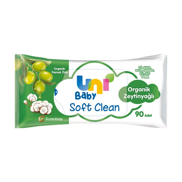 Uni Baby Soft Clean Organik Zeytinyağlı Islak Havlu 90'lı (8'li Paket) ürün görseli 1