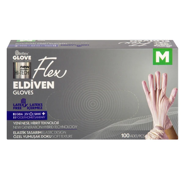Flex Eldiven Krem M Beden 100'Lü (8'li Paket) ürün görseli 1
