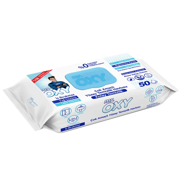 Mr Oxy Yüzey Temizlik Havlusu Beyaz Sabun 50'li (8'li Paket) ürün görseli 1