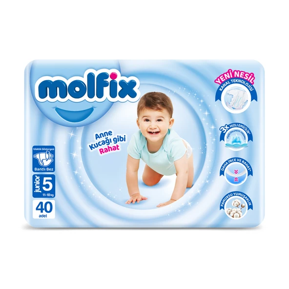 Molfix Avantajlı Paket 5 Beden Junior 11-18 Kg 40'lı (8'li Paket) ürün görseli 1
