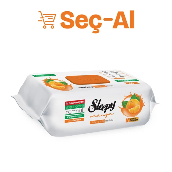 Sleepy Yüzey Temizlik Havlusu Portakal 100'lü (8'li Paket) ürün görseli 1