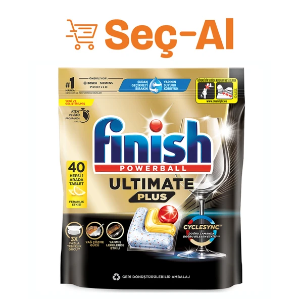 Finish Ultimate Plus Limon 40 Tablet 488 G (7'li Paket) ürün görseli 1