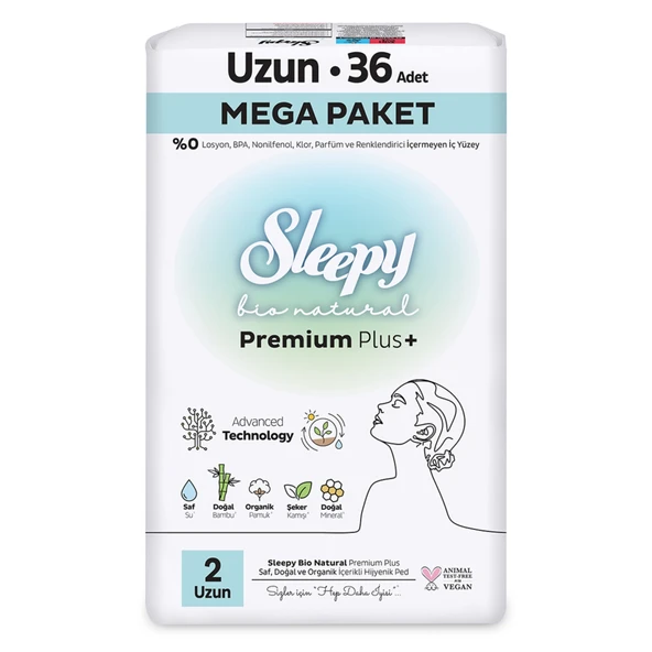 Sleepy Bio Natural Premium Plus+ Uzun 36'lı (8'li Paket) ürün görseli 1