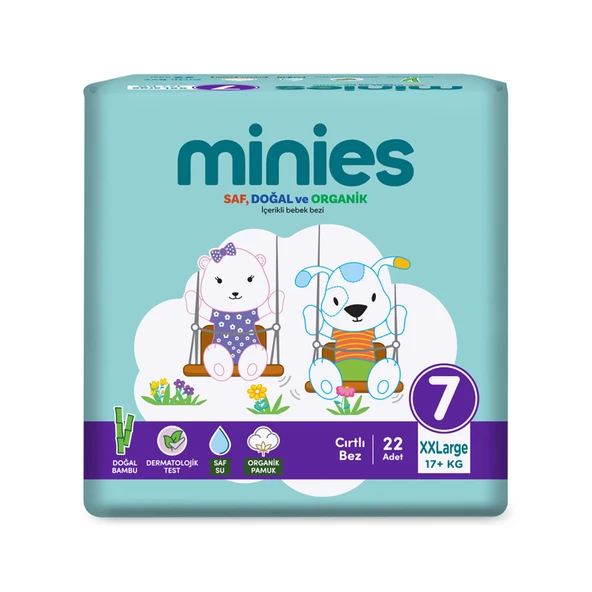 Minies Bebek Bezi XXLarge 7 Beden 17+Kg 22 Adet (6'li Paket) ürün görseli 1