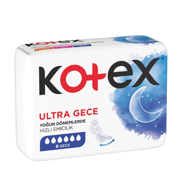 Kotex Ultra Hijyenik Ped Gece 6'lı (5'li Paket) ürün görseli 1