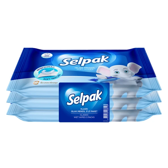 Selpak Klasik Islak Cep Mendili 3 x 15'li (8'li Paket) ürün görseli 1