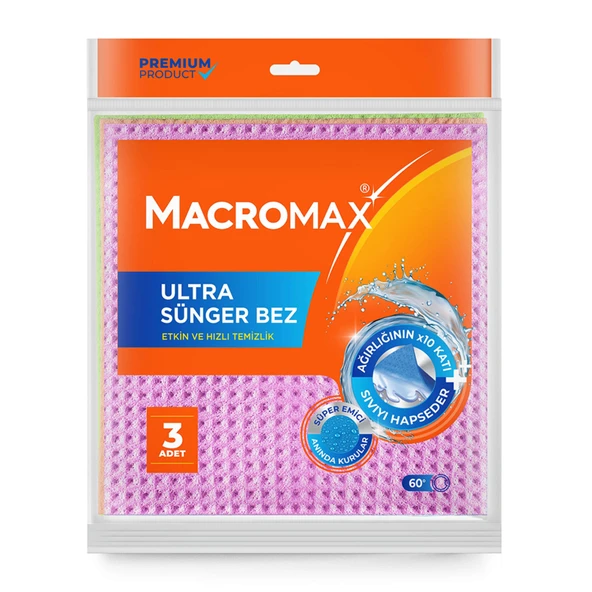 Macromax Ultra Sünger Temizlik Bezi 3'lü (7'li Paket) ürün görseli 1