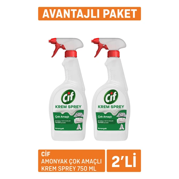 Cif Amonyak Çok Amaçlı Krem Sprey 2 x 750 Ml (6'li Paket) ürün görseli 1
