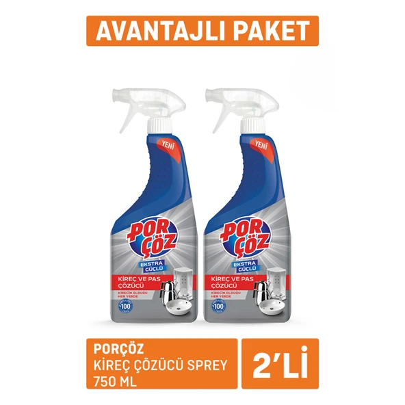 Porçöz Kireç Çözücü Sprey 2 X 750 Ml (8'li Paket) ürün görseli 1