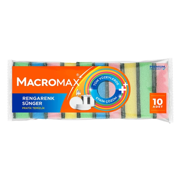 Macromax Rengarenk Sünger 10'lu Paket (7'li Paket) ürün görseli 1