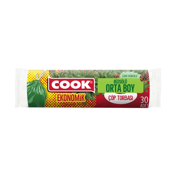 Cook Eko Büzgülü Çöp Torbası Çam Kokusu Orta 30'lu (6'li Paket) ürün görseli 1