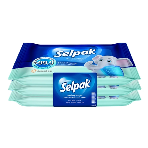 Selpak Antibakteriyel Islak Cep Mendili 3 x 15'li (7'li Paket) ürün görseli 1