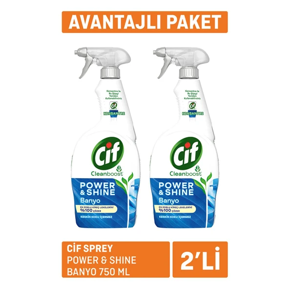 Cif Sprey Power & Shine Banyo 2 x 750 Ml (4'li Paket) ürün görseli 1