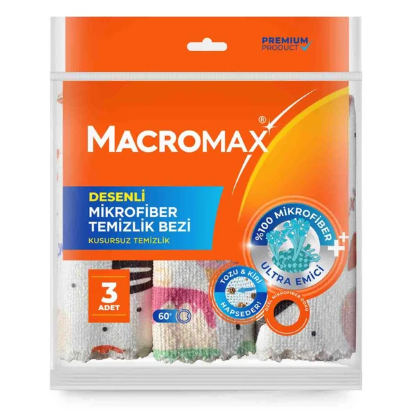 Macromax Desenli Mikrofiber Bezi 3'lü (7'li Paket) ürün görseli 1