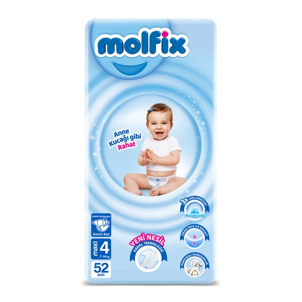 Molfix Avantajlı Paket 4 Beden Maxi 7-14 Kg 52'li (7'li Paket) ürün görseli 1