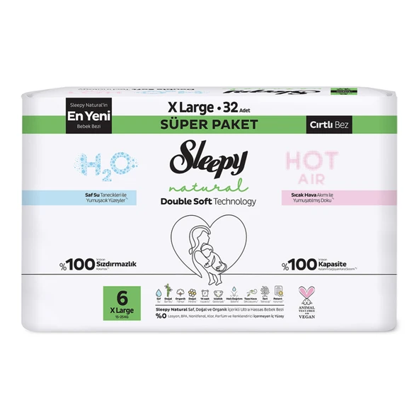 Sleepy Natural Double Soft 6 No 15-25 Kg 32'li (8'li Paket) ürün görseli 1
