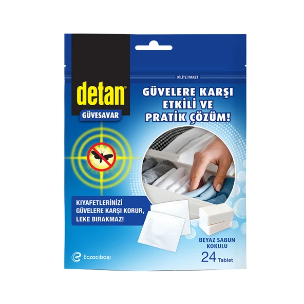 Detan Beyaz Sabun Kokulu Güvesavar Tablet 24 Adet (7'li Paket) ürün görseli 1