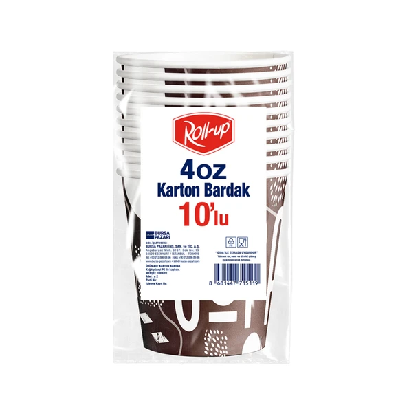 Roll-Up 4 Oz Karton Bardak 10'lu (8'li Paket) ürün görseli 1