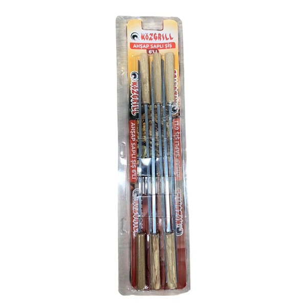 Közgrill Ahşap Saplı Şiş 6'lı Blister Ambalaj (3'li Paket) ürün görseli 1
