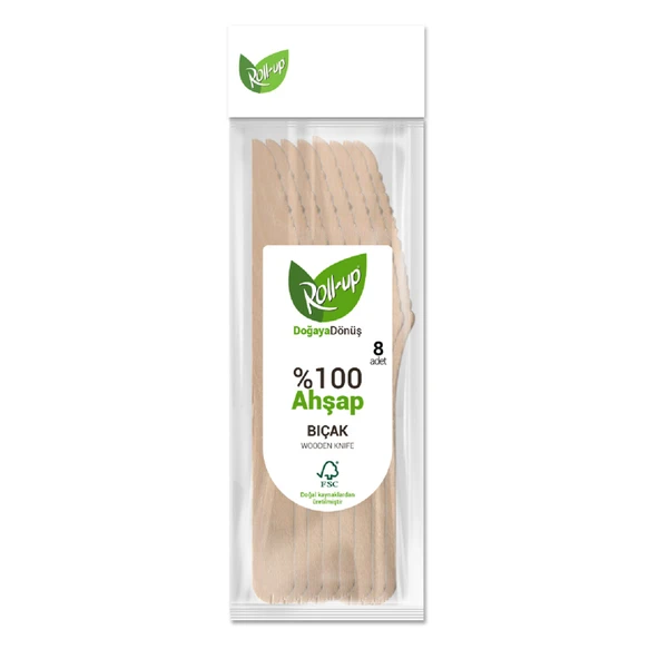 Roll-Up Doğaya Dönüş Ahşap Bıçak 8'li (8'li Paket) ürün görseli 1