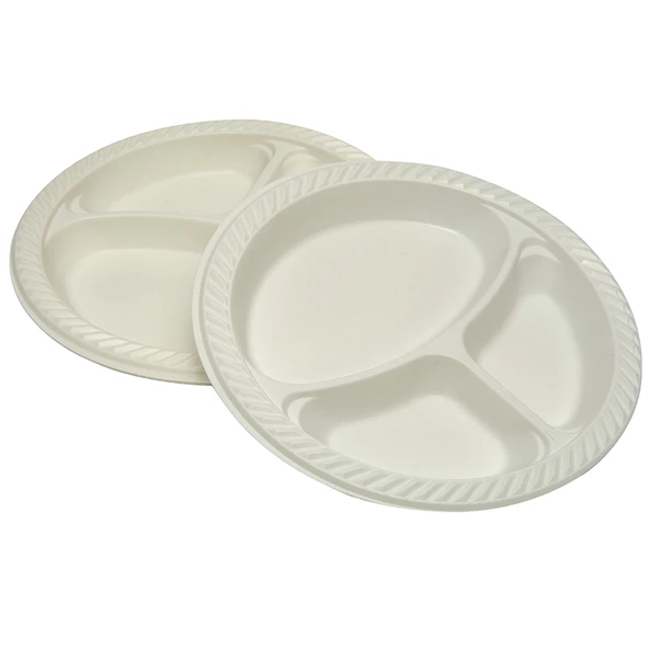 Propack Üç Bölmeli Plastik Tabak 10'lu 26 Cm (4'li Paket) ürün görseli 1