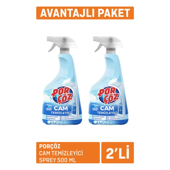 Porçöz Cam Temizleyici Sprey 2 X 500 Ml (6'li Paket) ürün görseli 1